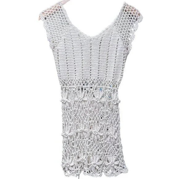 White Diamond Women’s Ivory Crochet Top Boho Sexy Size Large - Picture 2 of 7